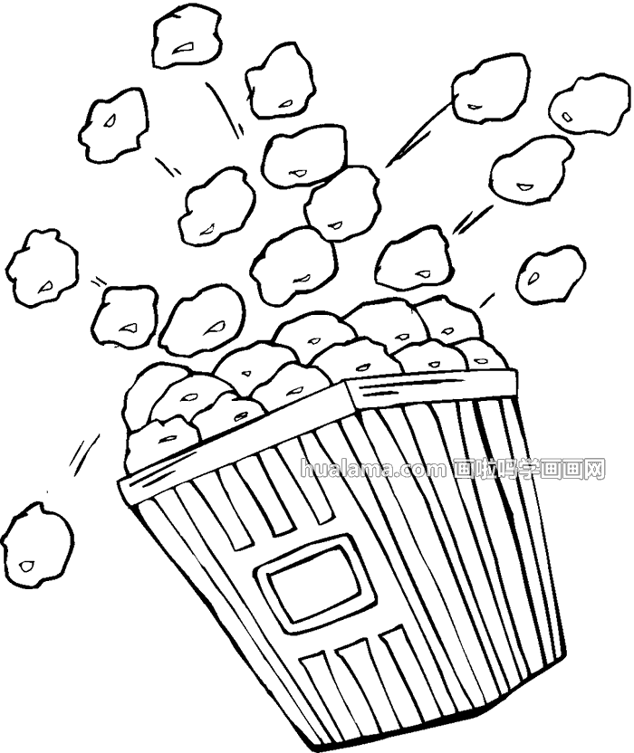 一盒满满的爆米花飞溅出来的简笔画图片