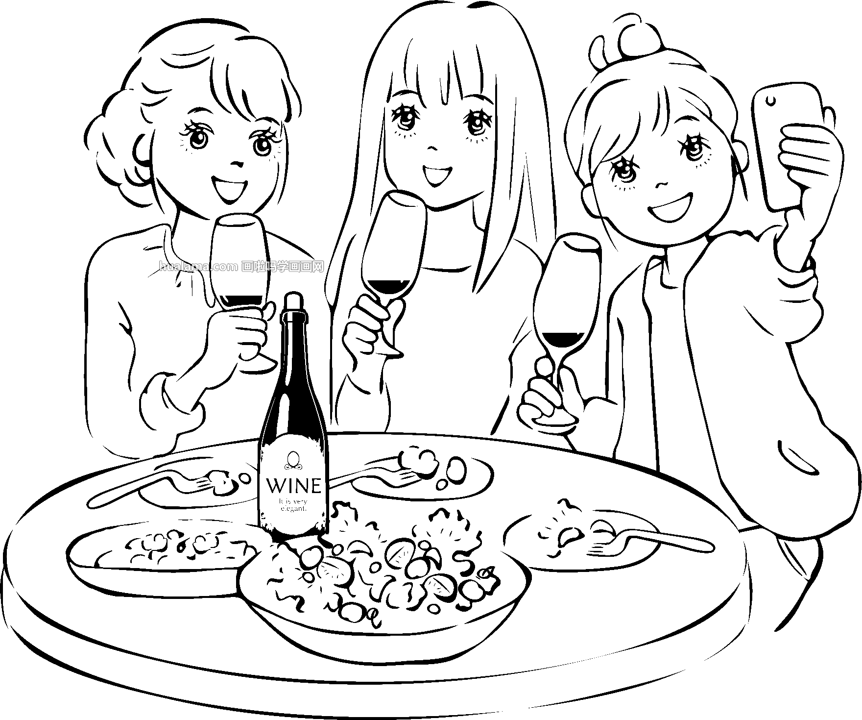 朋友聚餐手绘图片